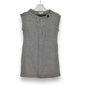 Papillon Dress Houndstooth Shift Retro 60s Style Black White Mod Size Large